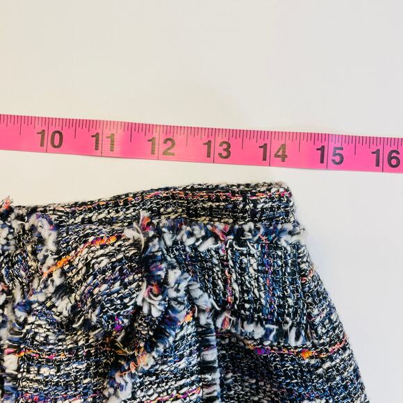 Emerson Rose Purple & Black Multicolor Tweed Raw Edge Pencil Skirt Women Sz 6 - Picture 11 of 12